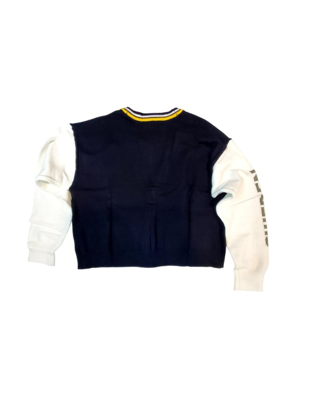 Tretorn Navy & White Varsity Style Cardigan With Yellow Stripe Accents Medium - Picture 2 of 11